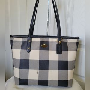 Coach City Tote Buffalo Plaid Bag